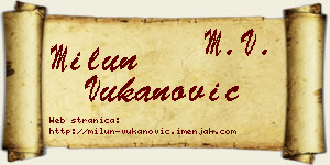 Milun Vukanović vizit kartica